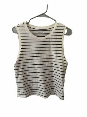 Old Navy Striped Sleeveless Tank – White/Black – Size Large – NWT – Cotton/Modal